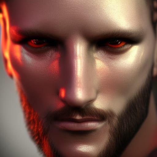 Beautiful Male Face in Detailed Fantasy Art