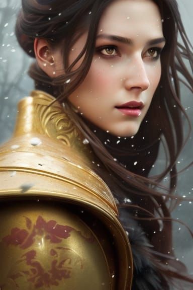 Snow Princess Portrait in Art Nouveau Style