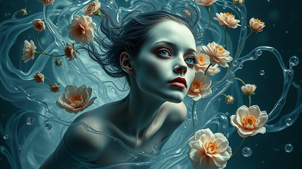 Surreal Hybrid Woman in a Dark Magical Realm