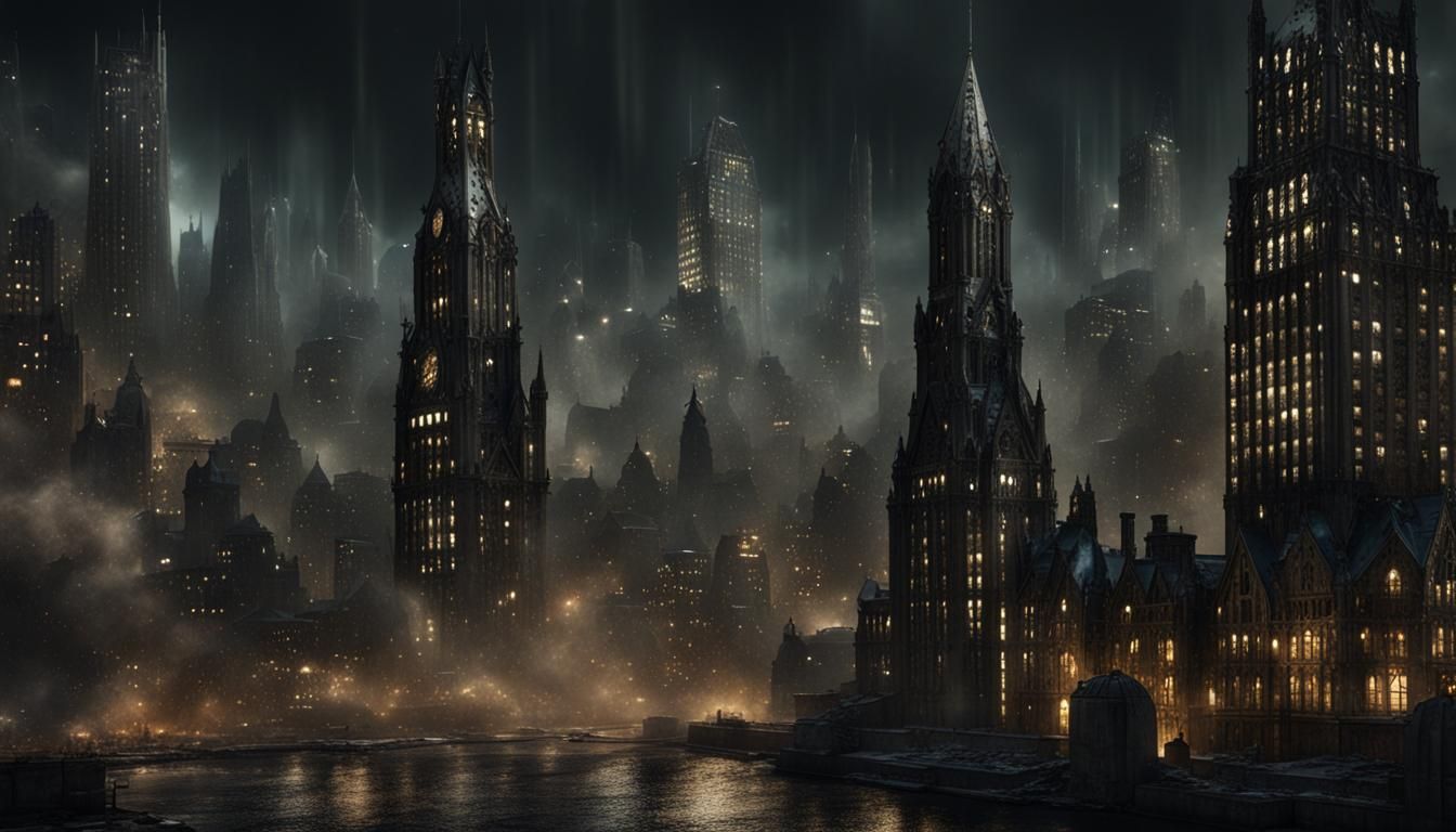 Gotham City Noir in Gothic Style
