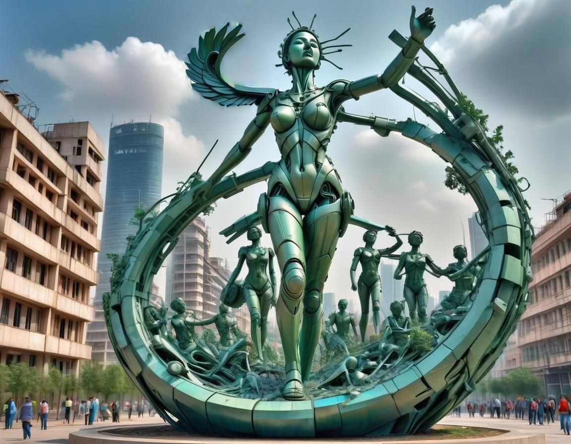Tribute Sculpture: Humanity's Victory Over Pollution