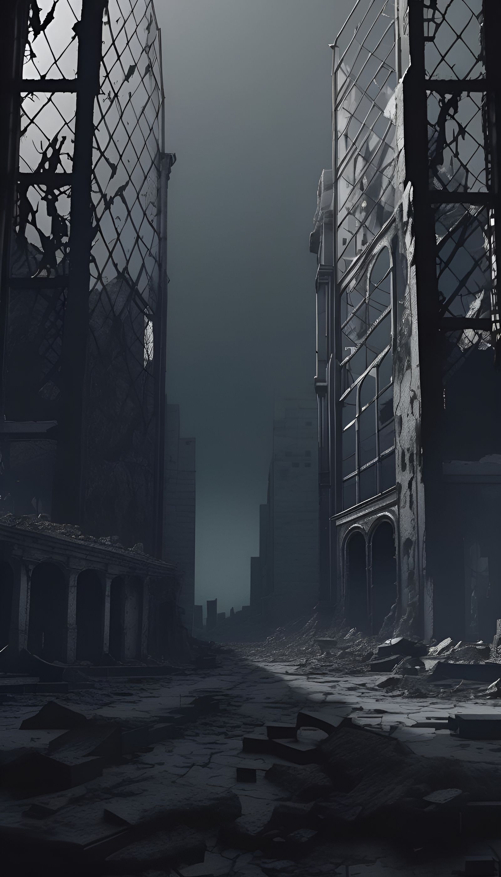 Ultra-Detailed Ruined City Depth Map