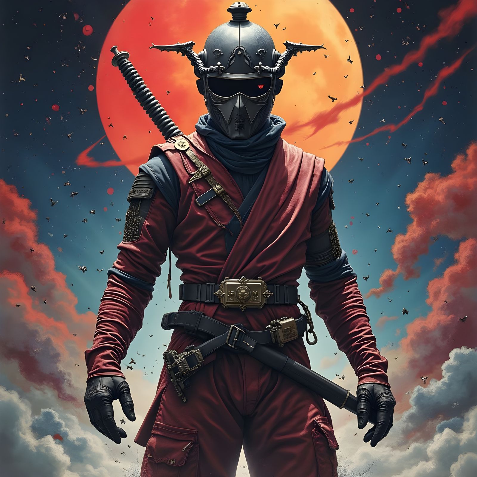 Epic Space Ninja in Vibrant, Hyper-Detailed Style