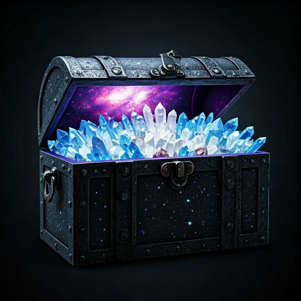 Cosmic Treasure Chest Filled with Crystalline Gems