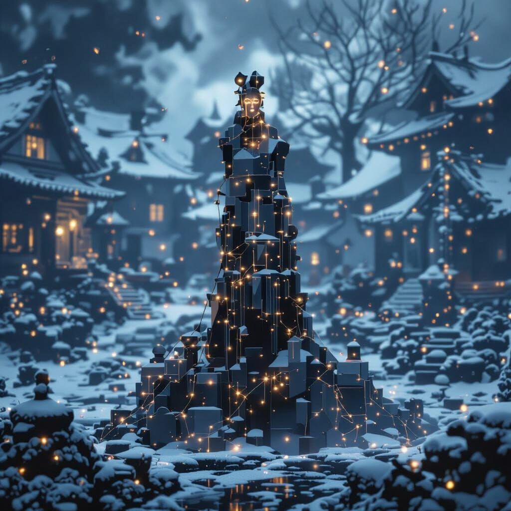 Elegant Black Horse Eating Alfalfa in Bulgarian Village