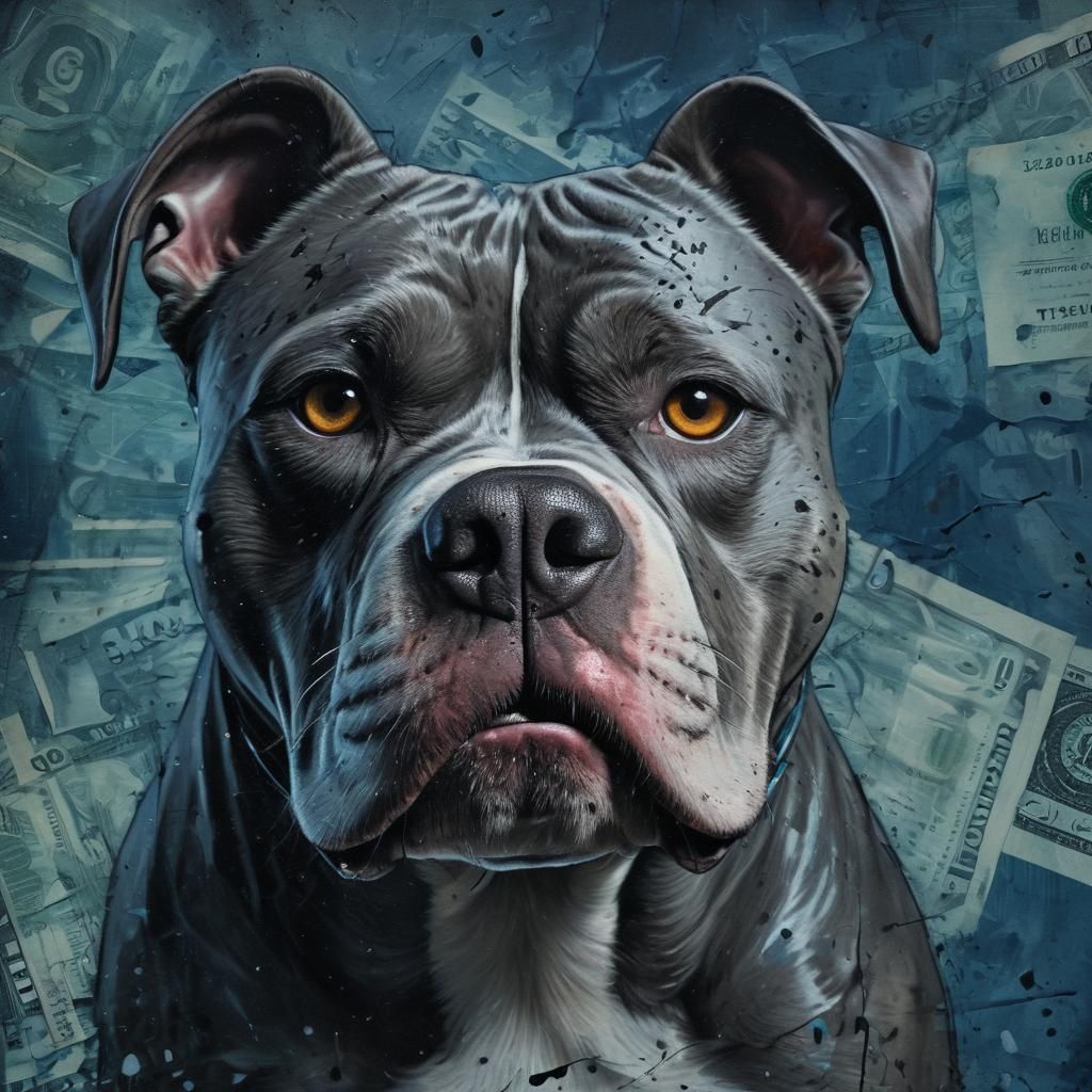 Angry Pitbull Surrealist Art in H.R. Giger Style