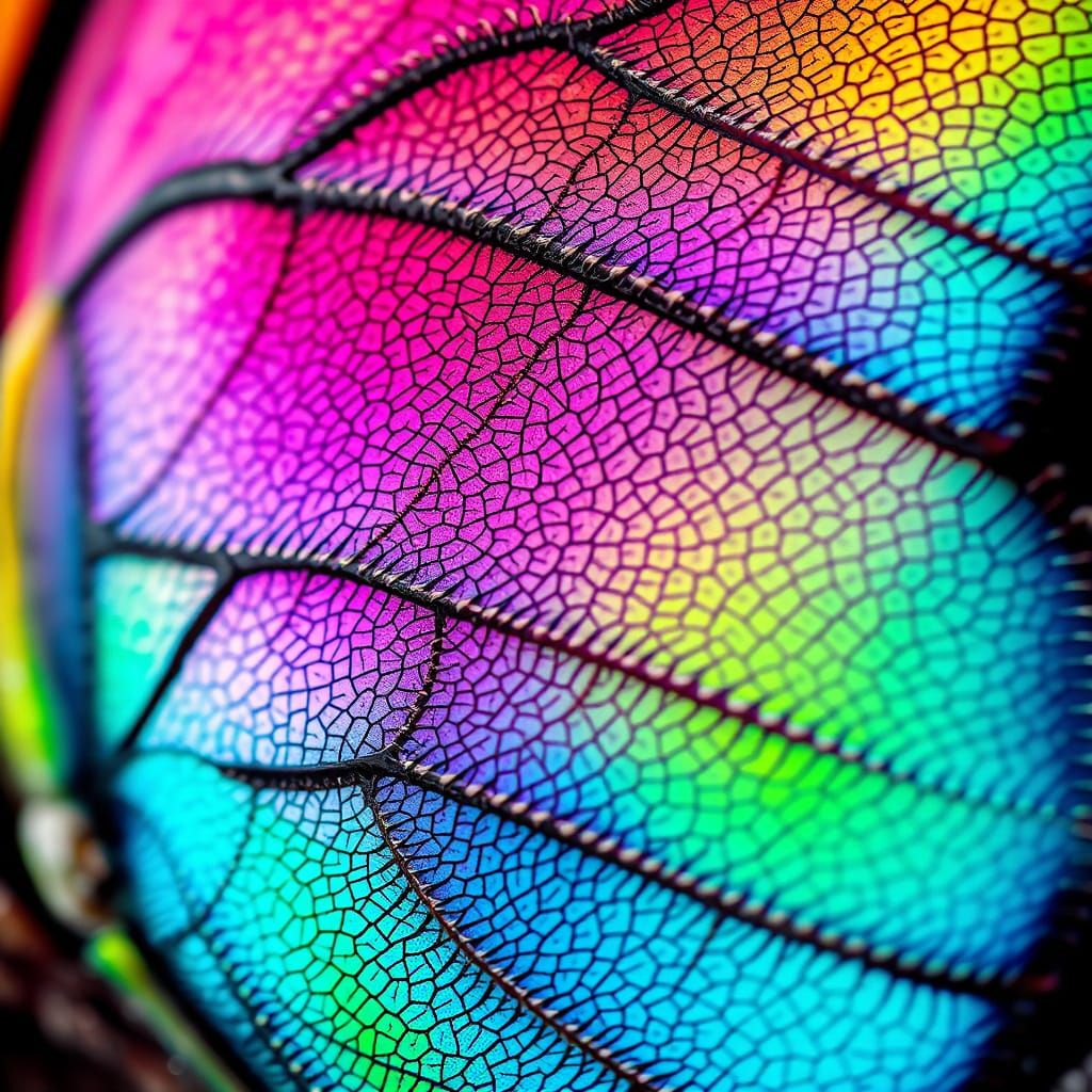 Butterfly Wing Macro in Psychedelic Style