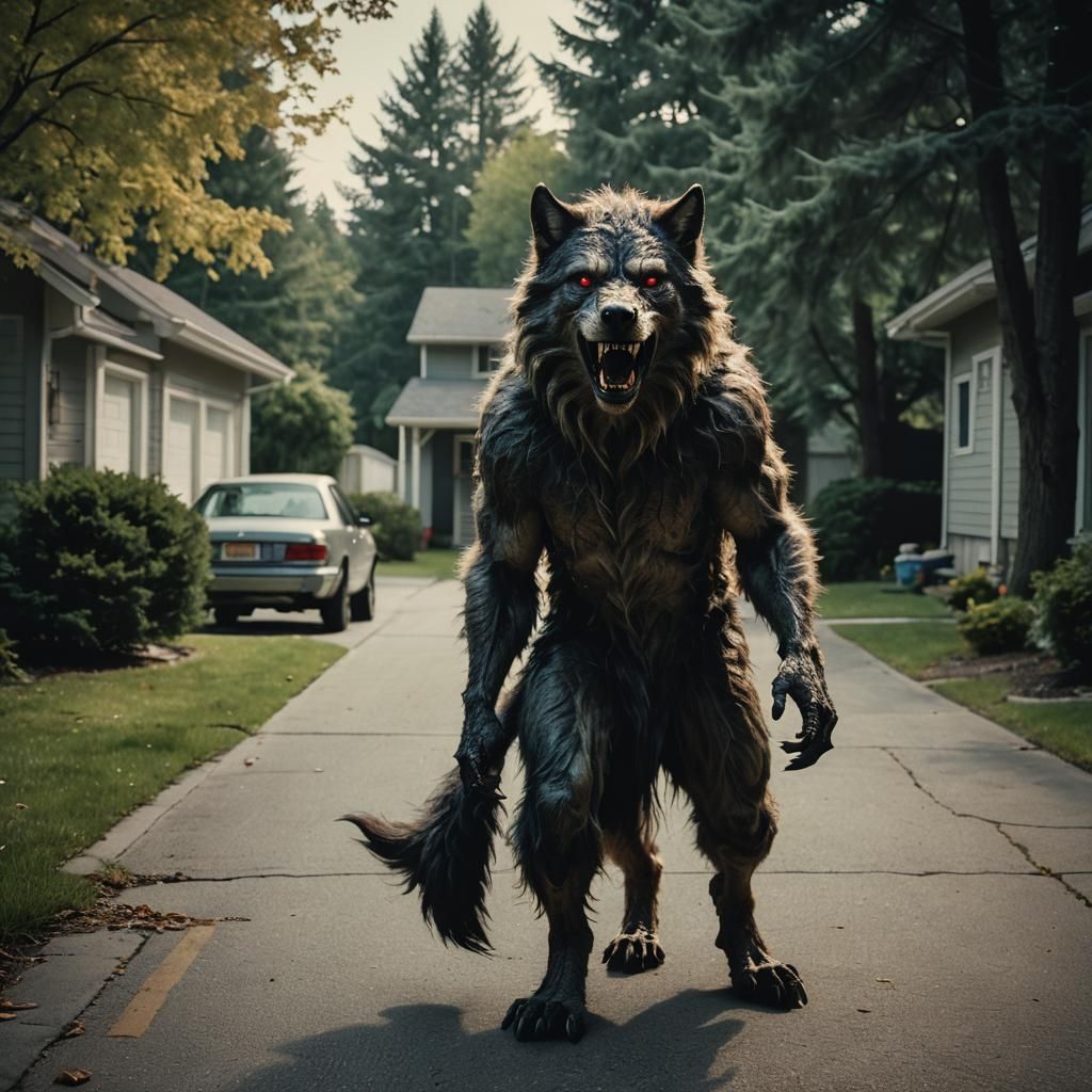 Dramatic Werewolf Transformation in Cinematic Style