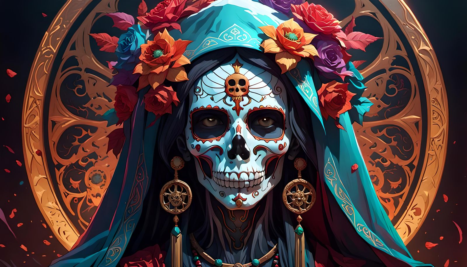 Santa Muerte Portrait in Digital Art Style