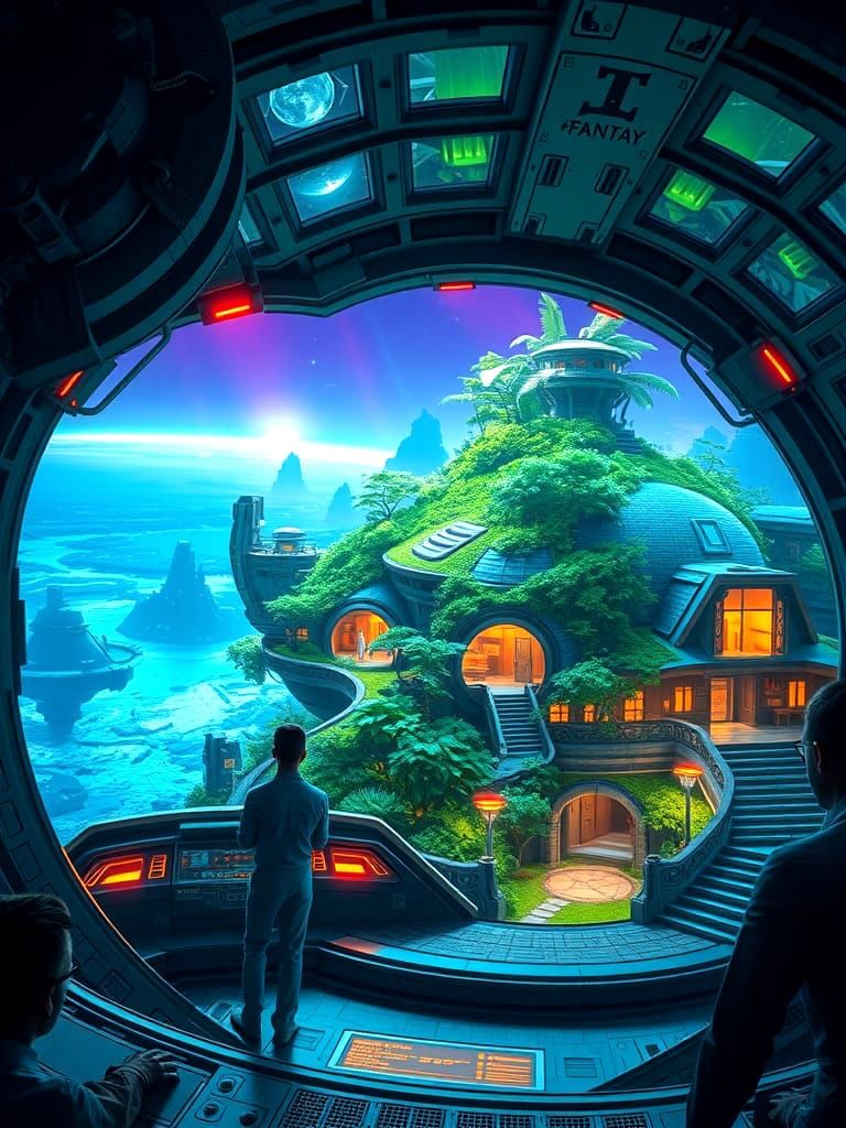 Futuristic Spaceship Colony with Interior Gardens