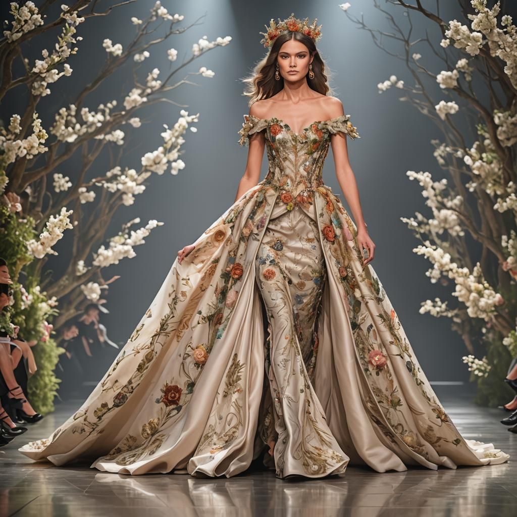 Fantasy Gowns on Catwalk: AI-Generated Fashion