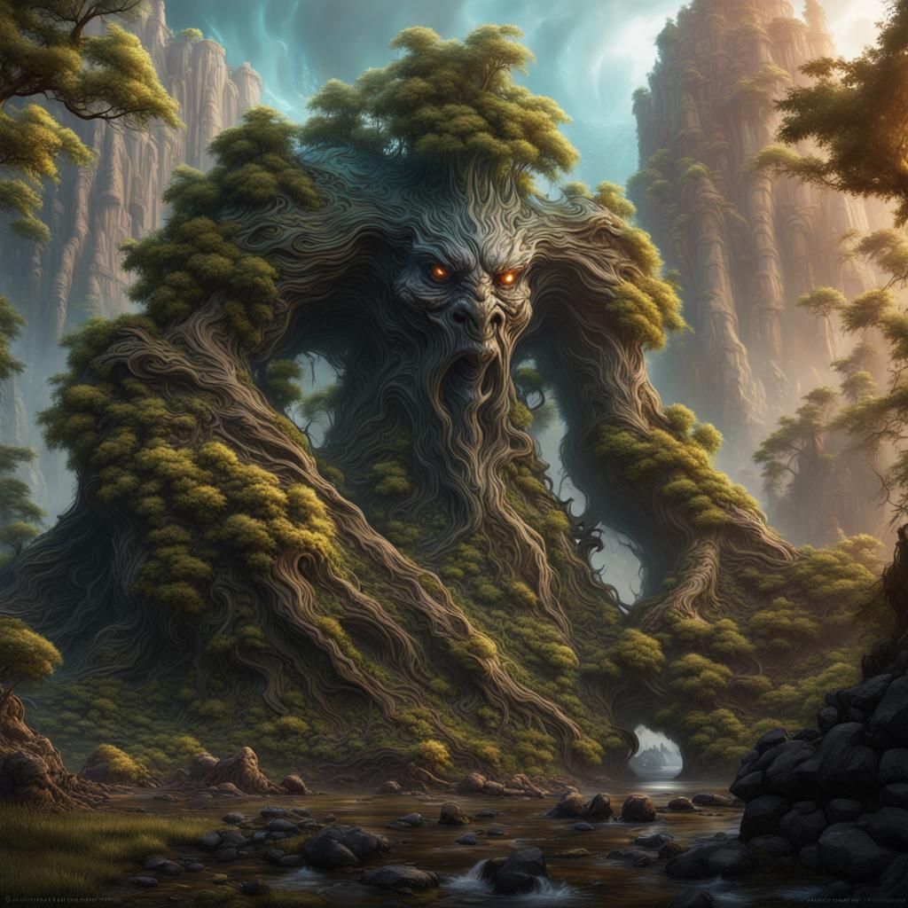 Detailed Earth Elemental Fantasy Concept Art