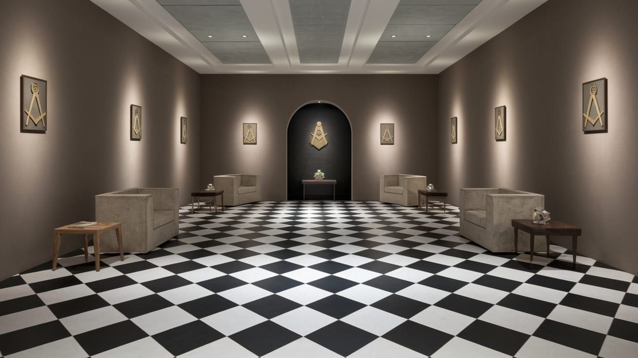 Masonic Floor Pattern in a Serene Room