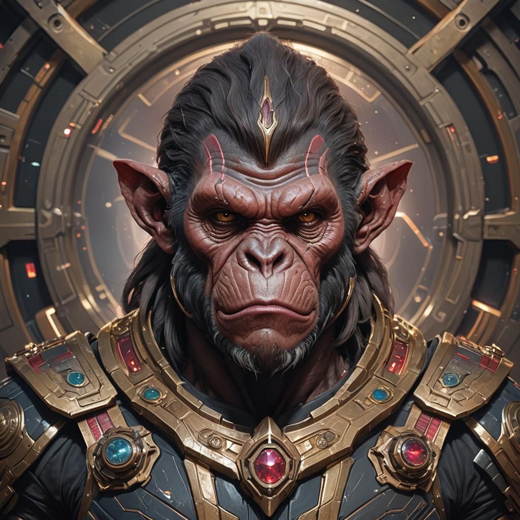 Ferengi Klingon Gorilla Hybrid Portrait, Detailed Concept Ar...