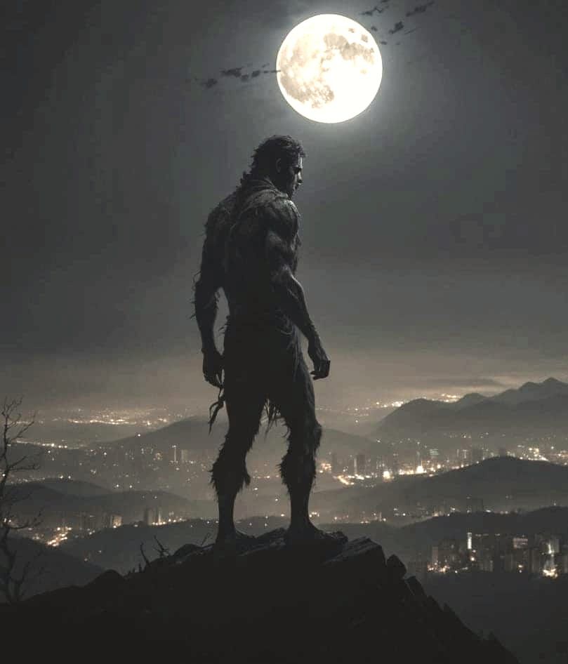 Eerie Half-Human Werewolf Moonscape