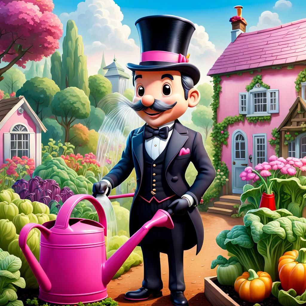 Chibi Banker Waters Garden in Crystal Art Style