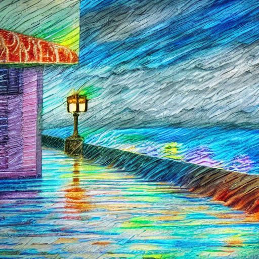 Rain and Waves by the Seawall