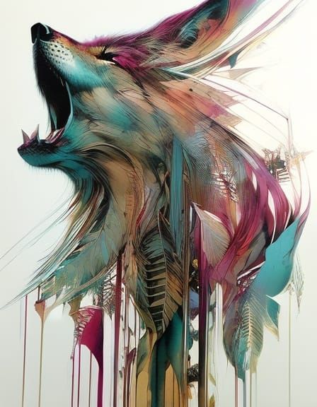 Detailed Wolf Portrait in Abstract Style