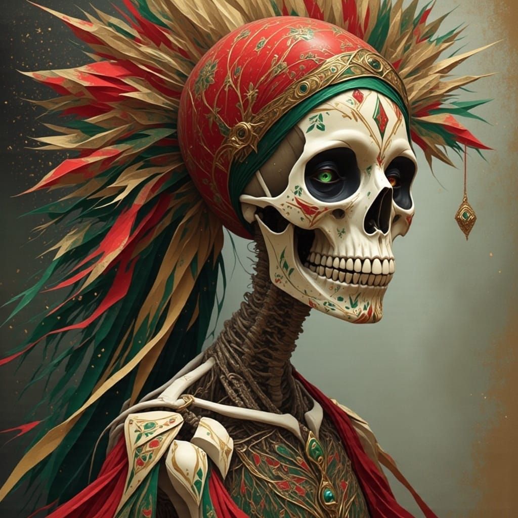 Ethereal Skeleton Goddess in Pastel Winter Wonderland