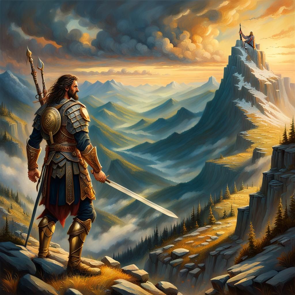 Warrior in Elegance and Triumph, in Oil Painting Style