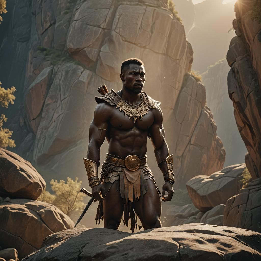 Epic African Warrior in Cinematic Lighting