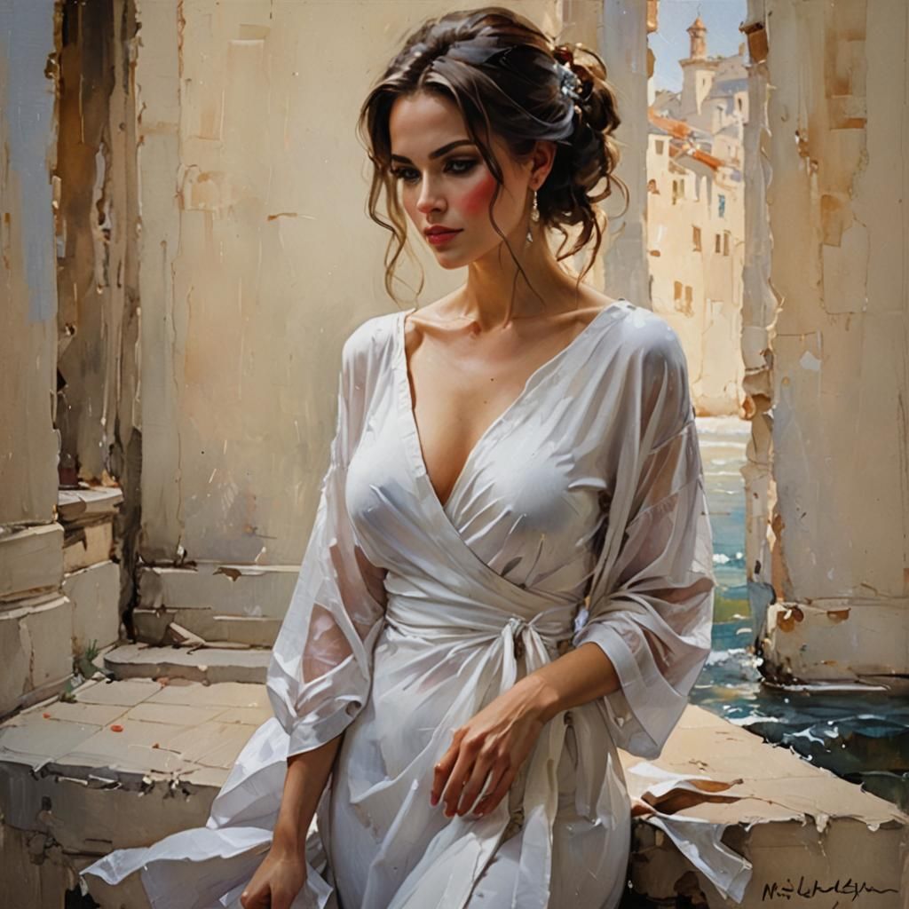 Woman in Romantic Impressionism Style