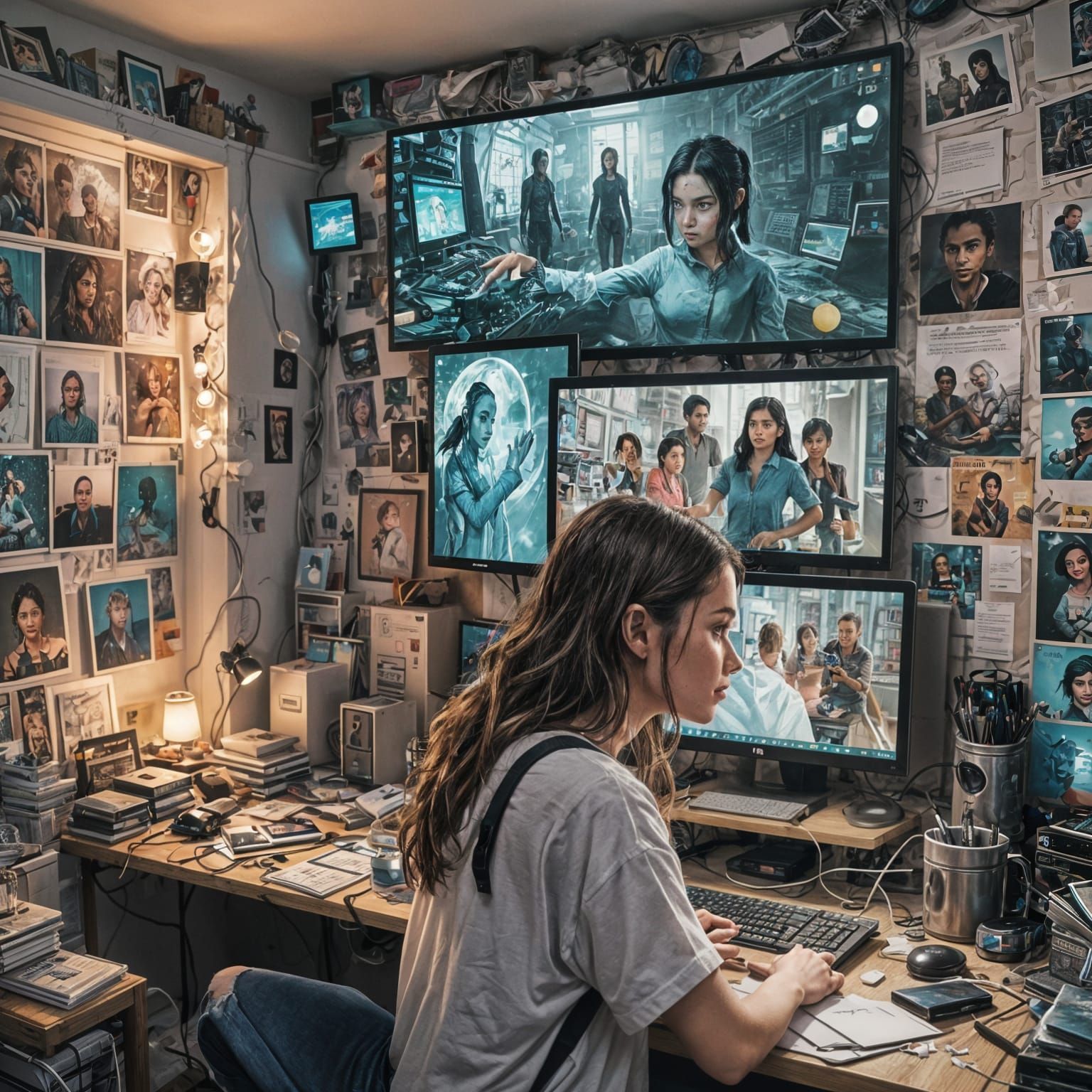 Woman and Avatar Gaze Across the Screen