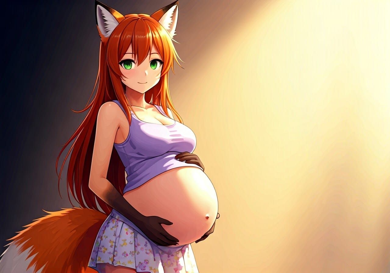 Pregnant Fox-Woman in Anime Style