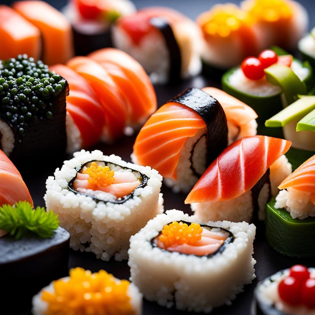 Hyper Detailed Sushi: Macro Photography Close-Up