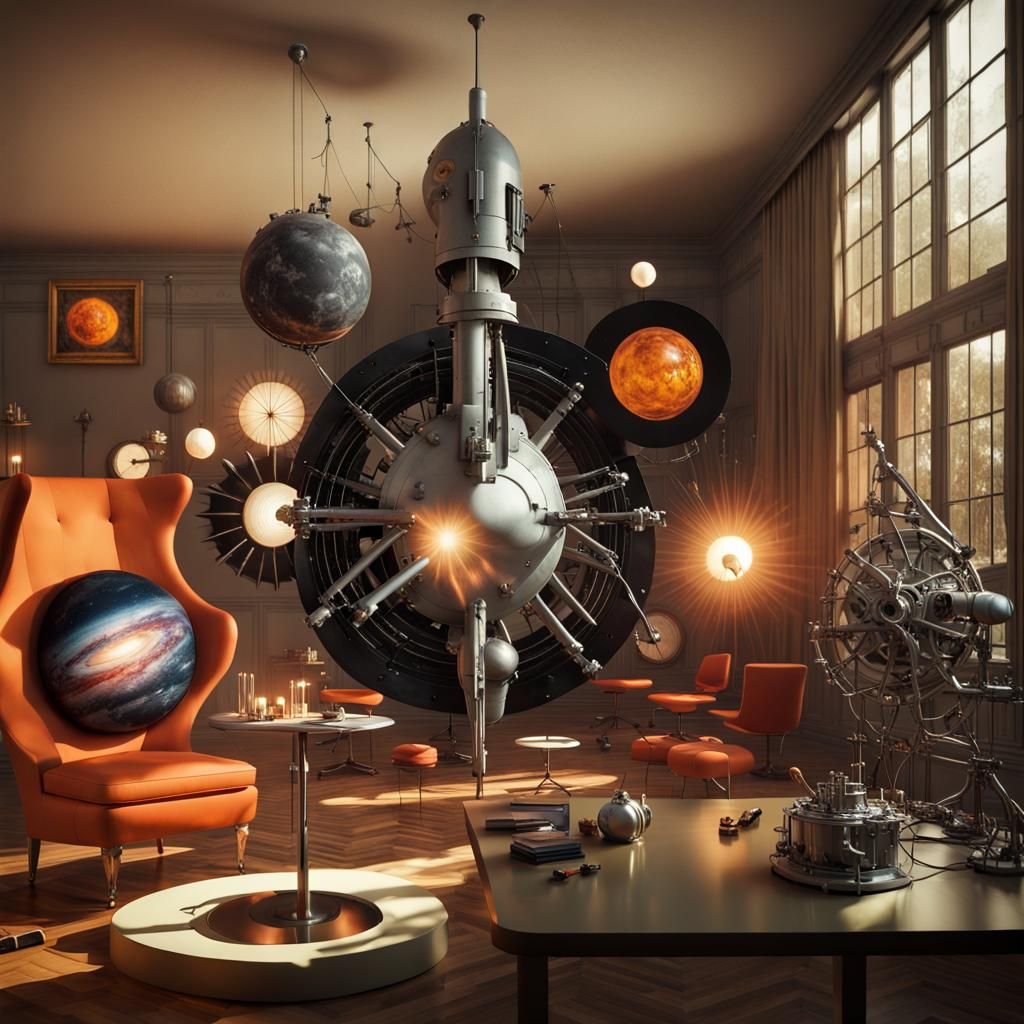 Magical Spaceship Orbiting in a Surreal Dreamscape