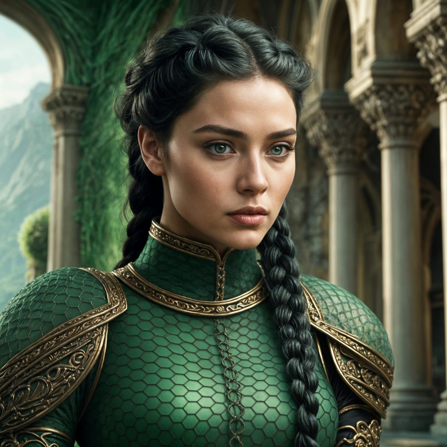 Beautiful Teen Female Warrior in Scale Armor