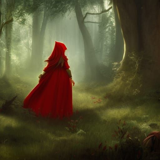 Enchanted Woodland: Little Red Riding Hood in Gothic Style