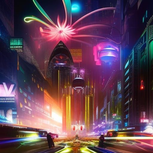 Dystopian Fireworks by Takashi Murakami and Martiniere