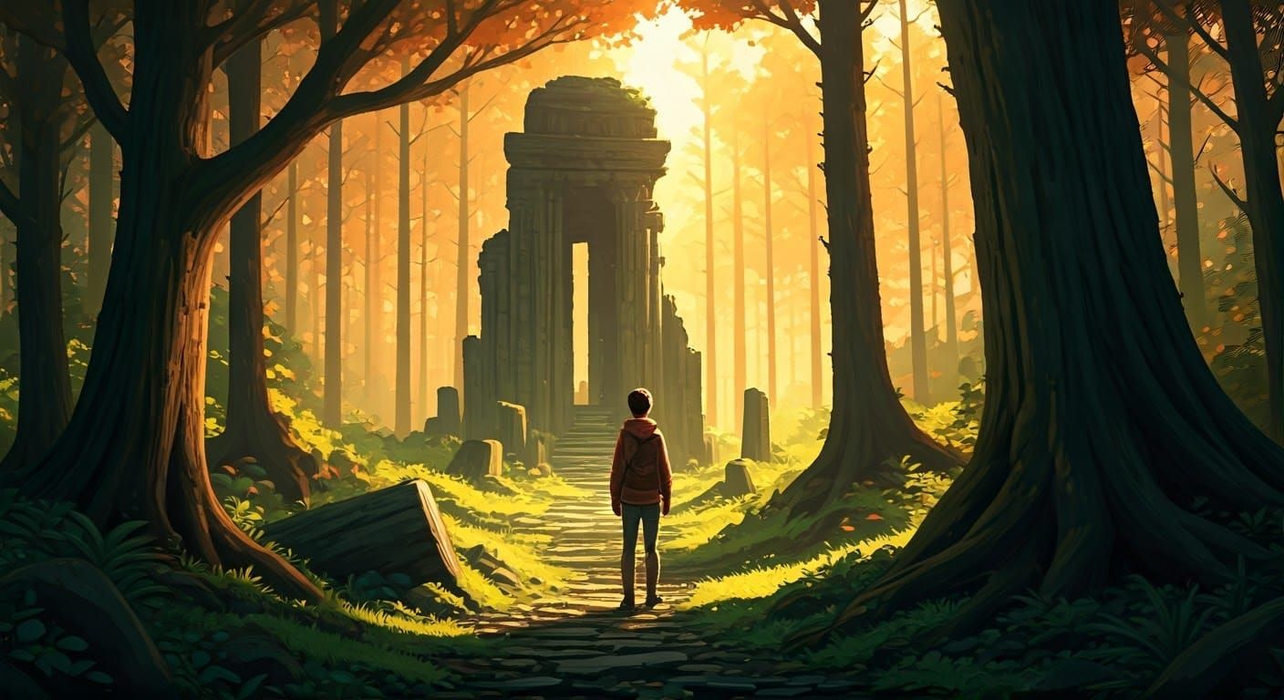 Mystical Forest Ruins Discovered at Golden Hour