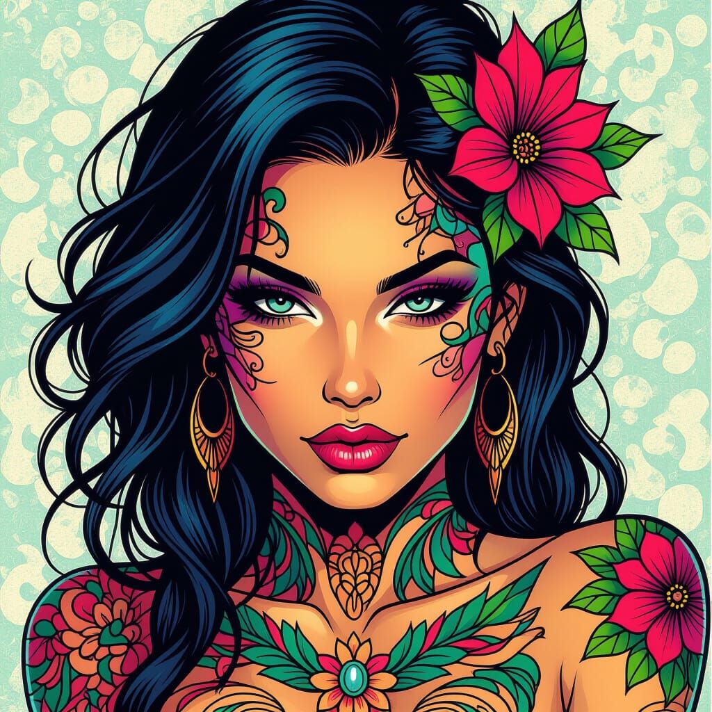 Vibrant Tattoos in Comic Book Art Style