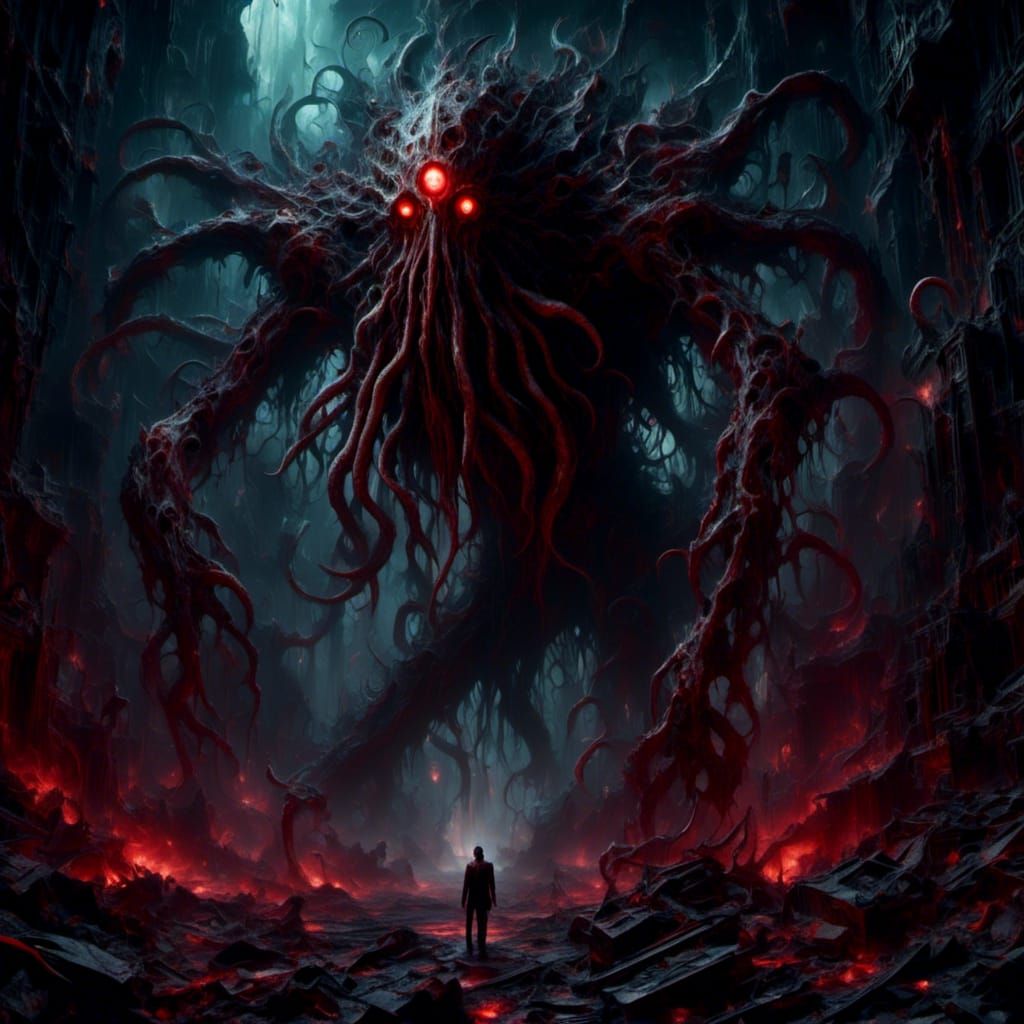 Lovecraftian Horror in Chiaroscuro Style