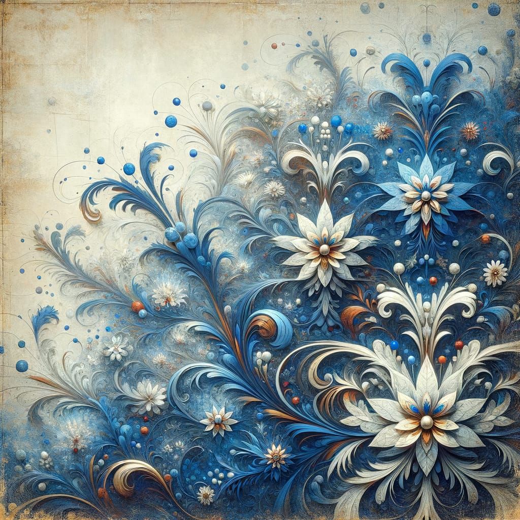 Vibrant Blue and White Floral Junk Journal Paper in a Fantas...