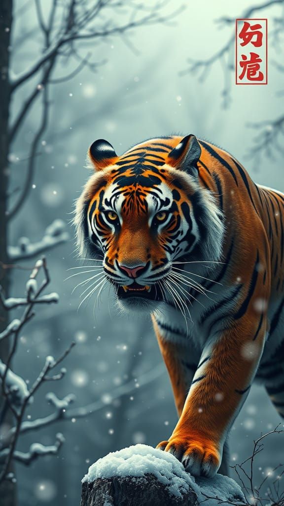 Tiger in Winter Wonderland, Traditional Japanese Tattoo Art