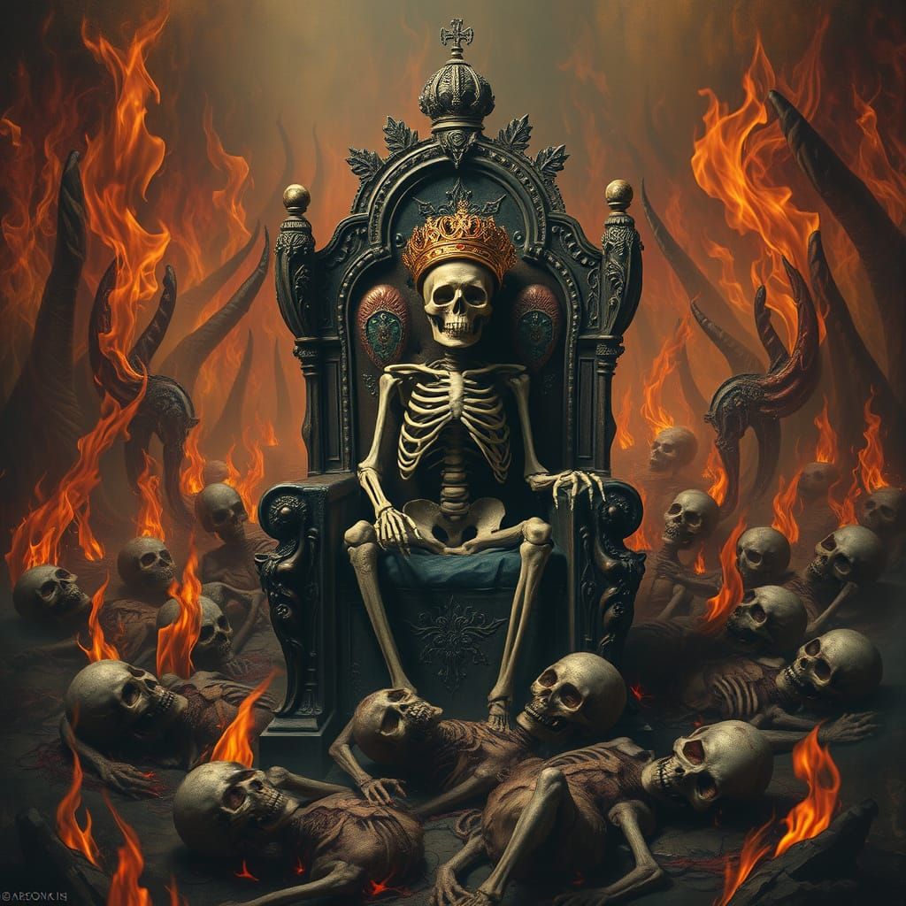 Skeletal Figure Reigns Over a Haunting, Surreal Landscape of...