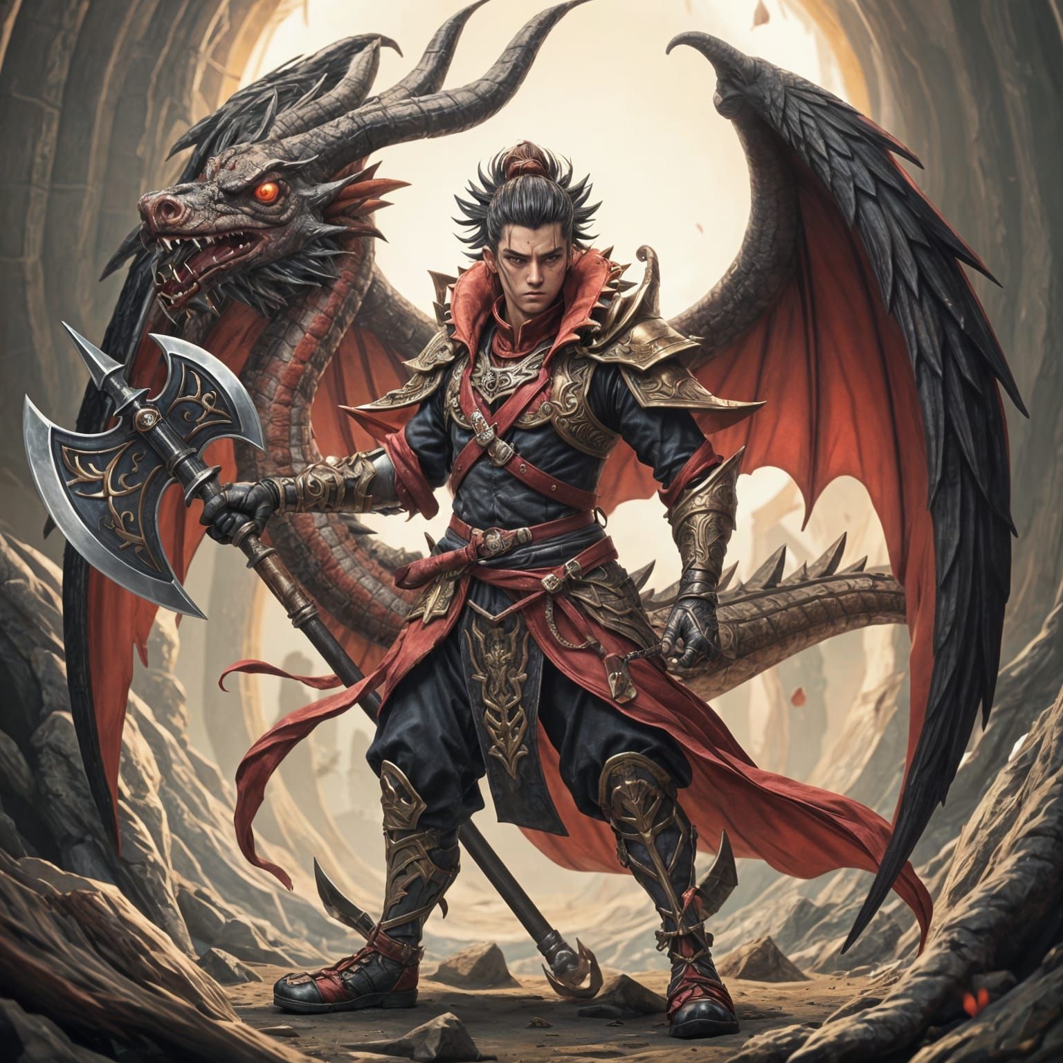 Dragon-Human Warrior Ready for Battle