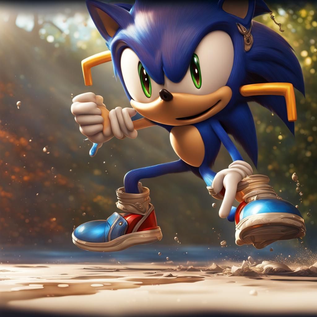 Hyperrealistic Sonic Splash Art Concept