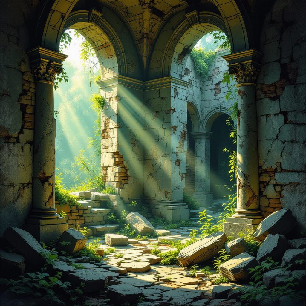 Ancient Ruins Renewed in Vibrant Painterly Style