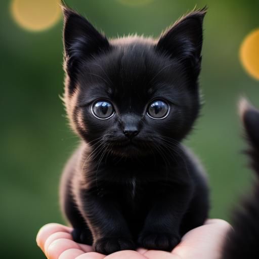 Black Kitten with White Tailrings: Professional Photography
