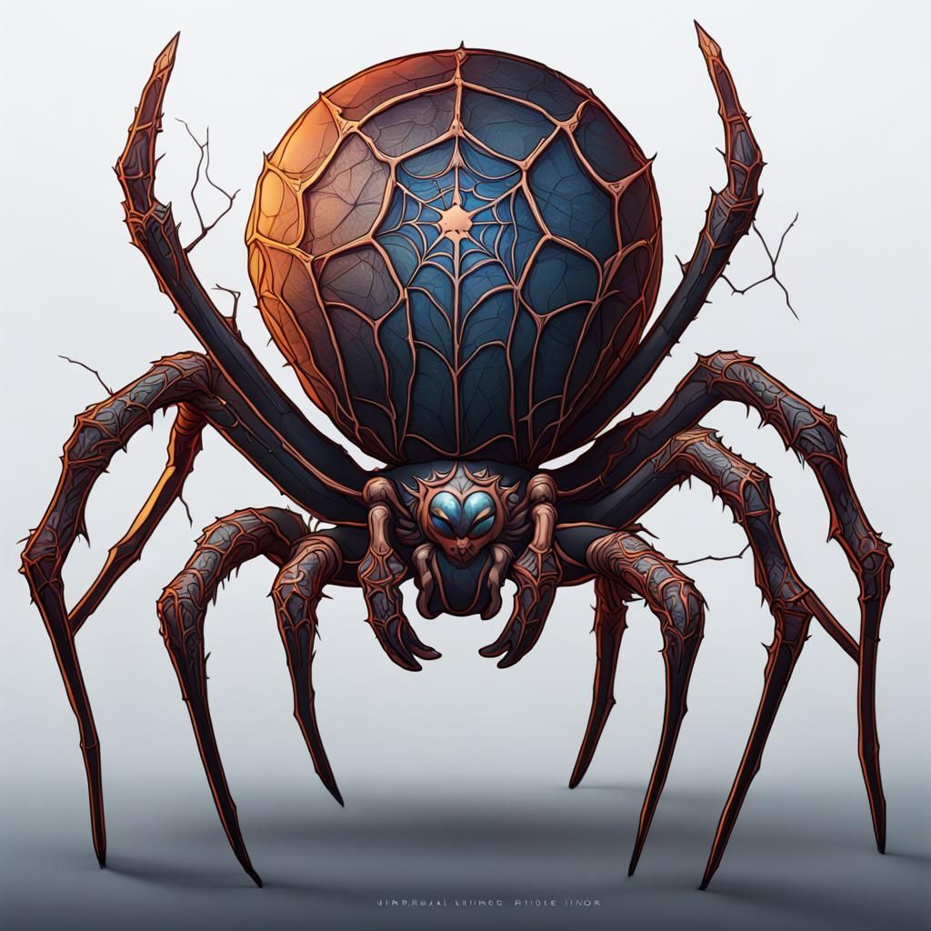 Detailed Line Art Spider Fantasy Concept