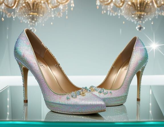 Crystal Heels in Glass Box: Luxurious Fashion Photography