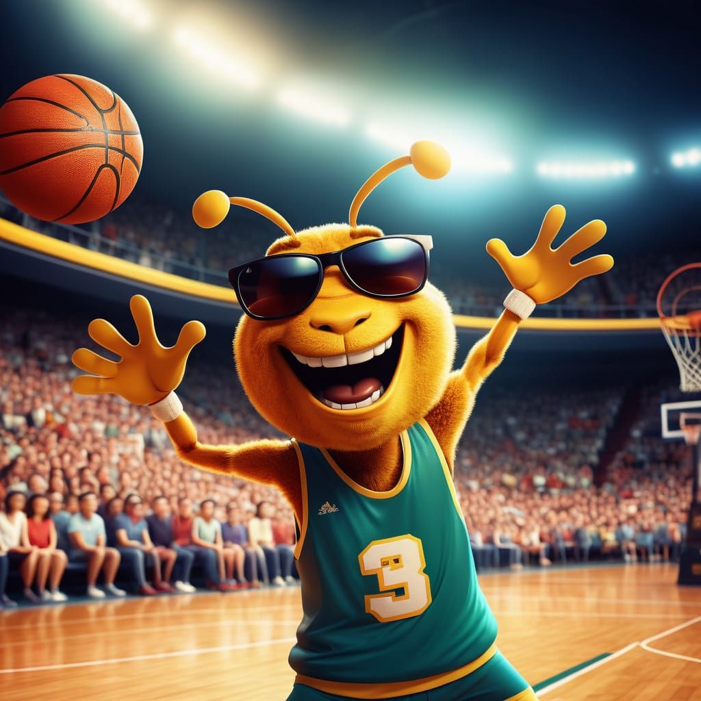 Cartoon Bee Helps Basketball Soar in Stadium