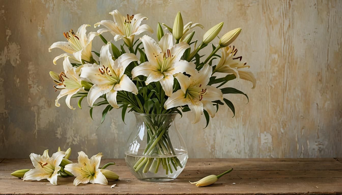 Impressionist Lilies Still Life in Pastel