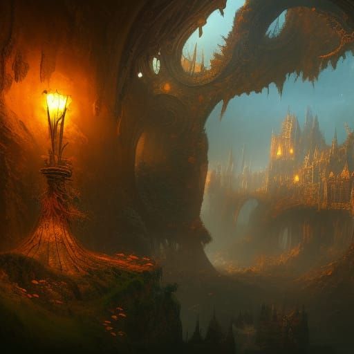 Surreal Cave of Ancient Wizards