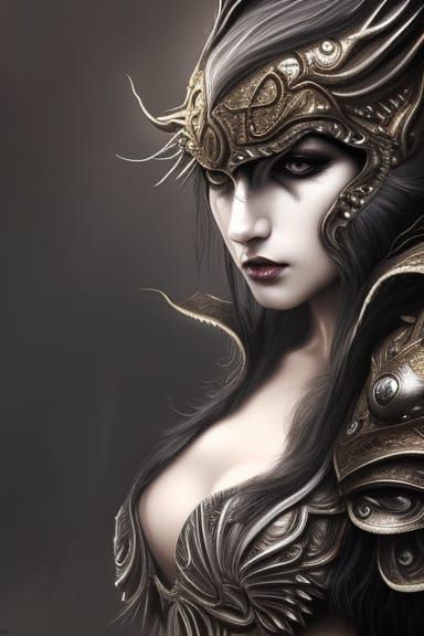 Dark Fantasy Wolf Girl in Silver Armor