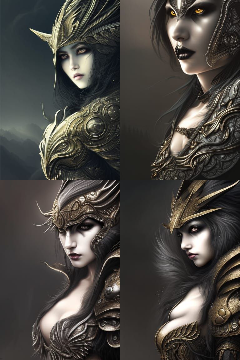 Fantasy Wolf Girl in Silver Armor Portrait